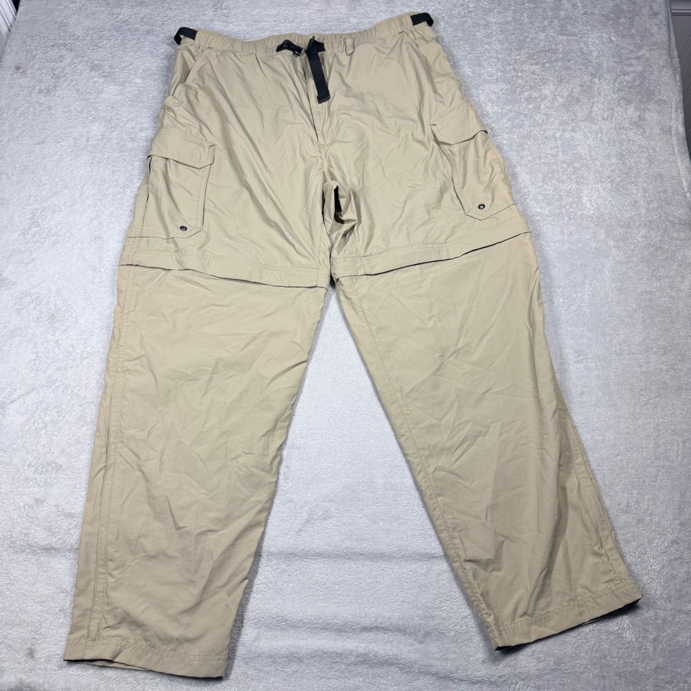 REI Mens XL Convertible Hiking Pants Zip Off Legs Tan Nylon Outdoor